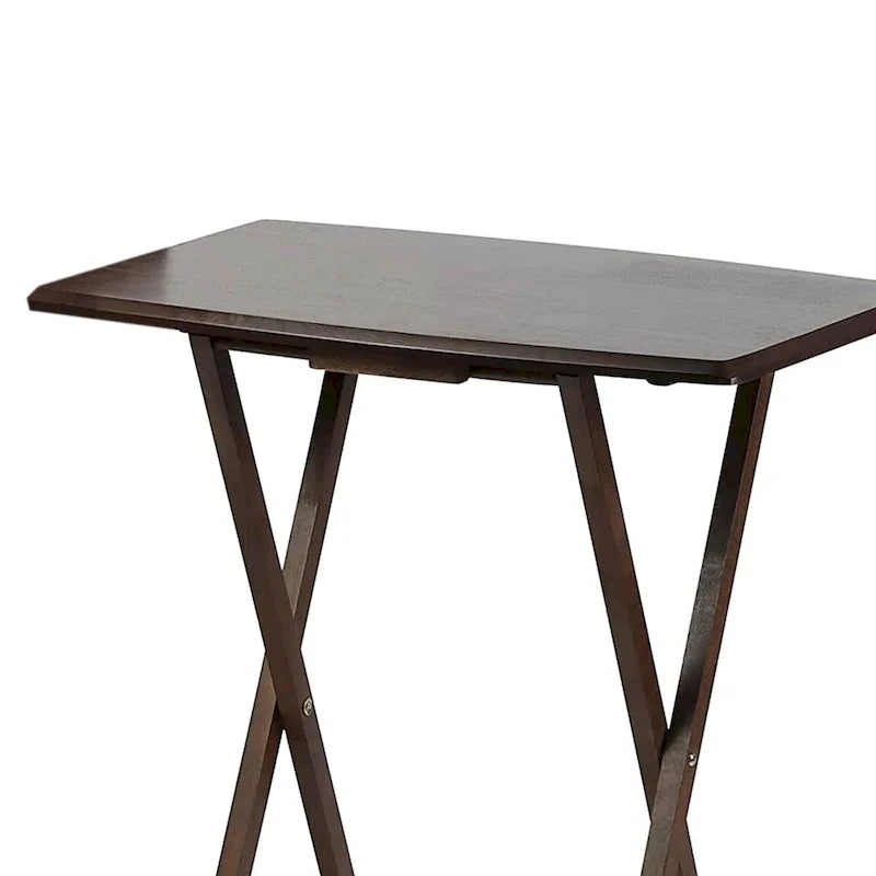Tables de service pliantes pour télévision PJ Wood avec support de rangement compact, expresso, ensemble de 5 pièces - 36.38