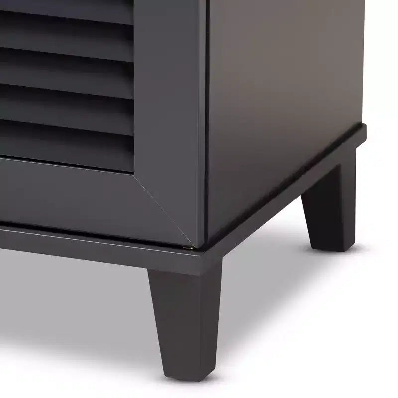 Meuble de rangement pour chaussures en bois, collection Coolidge, finition gris foncé - Baxton Studio : MDF composite, organiseur 12 paires, autoportant