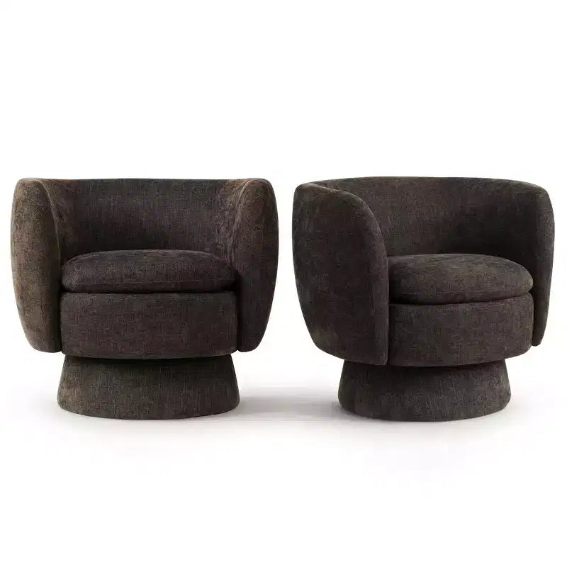 Lot de 2 fauteuils pivotants modernes avec revêtement en tissu, fauteuil lounge pivotant à 360° pour salon, chambre à coucher - Panipeachy
