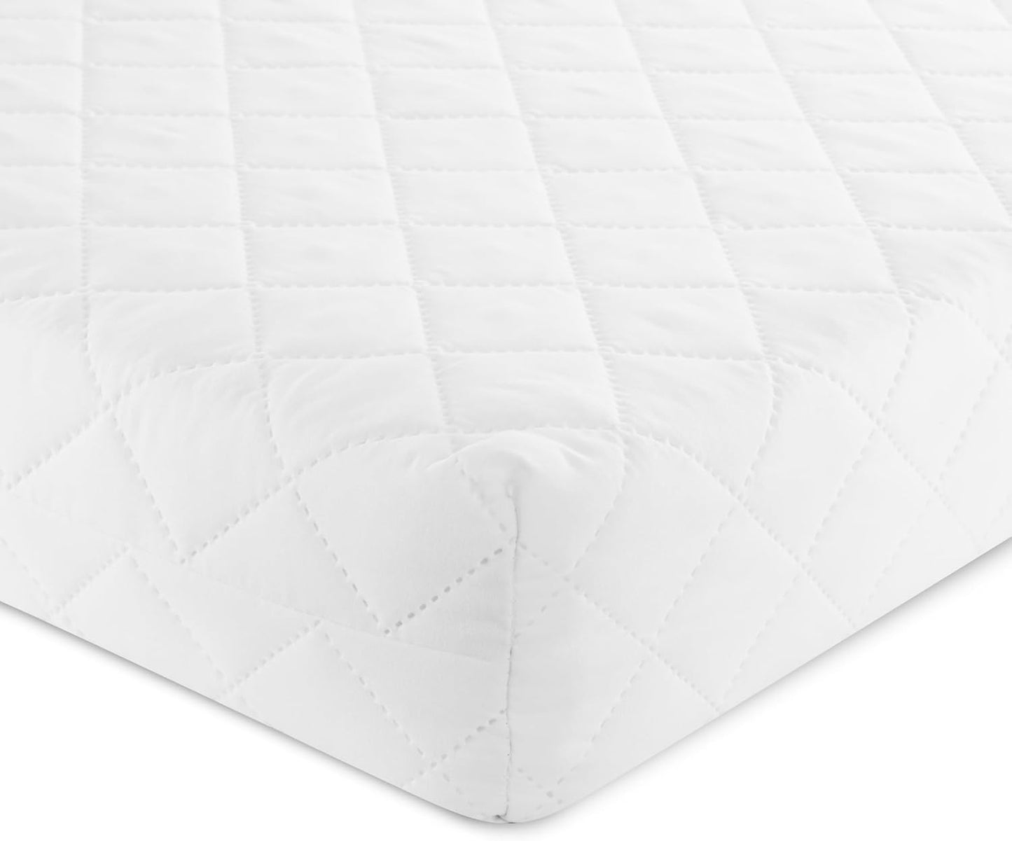 Love For Sleep lit bébé évolutif en bois blanc 120 × 60 cm avec matelas mousse, tiroir, barrière de sécurité et protections en silicone, modèle Jacob