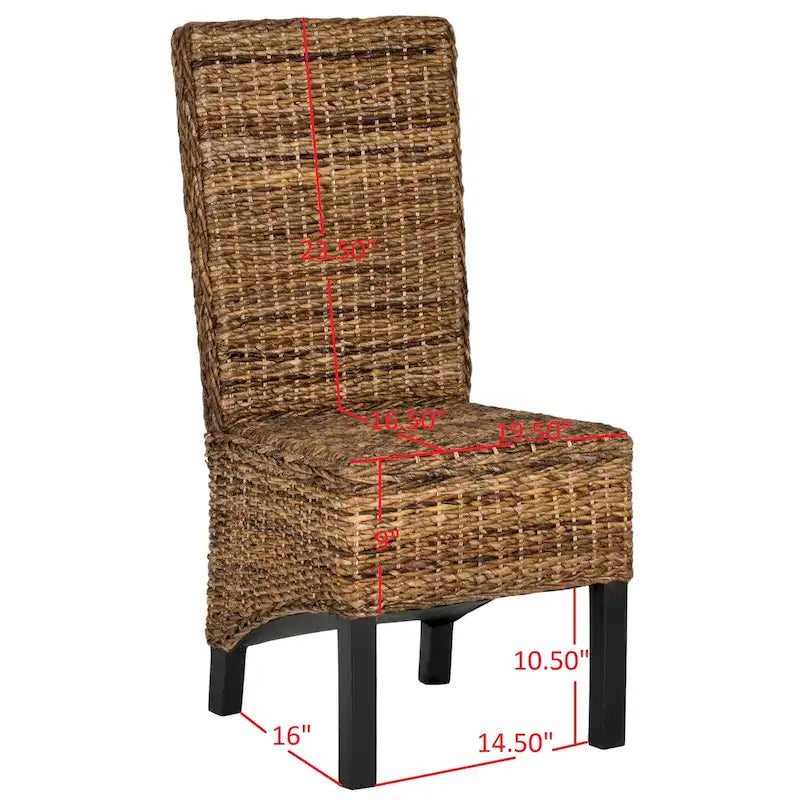 Lot de 2 chaises de salle à manger en osier naturel L 48 cm x P 56 cm x H 104 cm, style bohème côtier