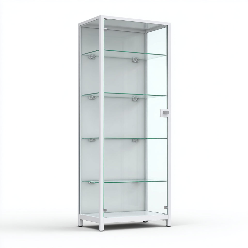 Vitrine en verre blanc avec étagères - Gofba Room