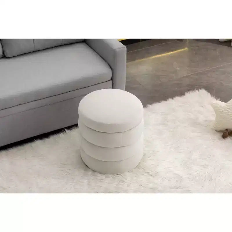 Okak Ottoman Rond Moderne Banc Tabouret de Coiffeuse Chaise Rembourrée en Velours Doux Tabouret Repose-Pieds pour Canapé Salon Chambre Entrée