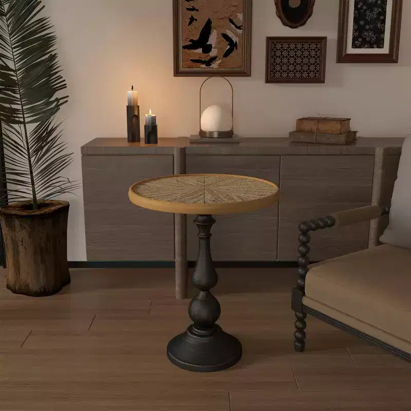 Table d'appoint en bois, Table d'appoint rétro, Table d'appoint de café décorative de style campagnard français, Petite table basse ronde moderne