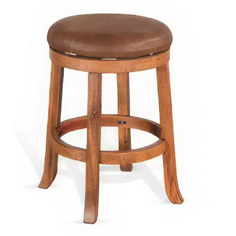 Tabourets de comptoir pivotants Royal Hampton, lot de 2 | Siège en similicuir | Bois d'acajou