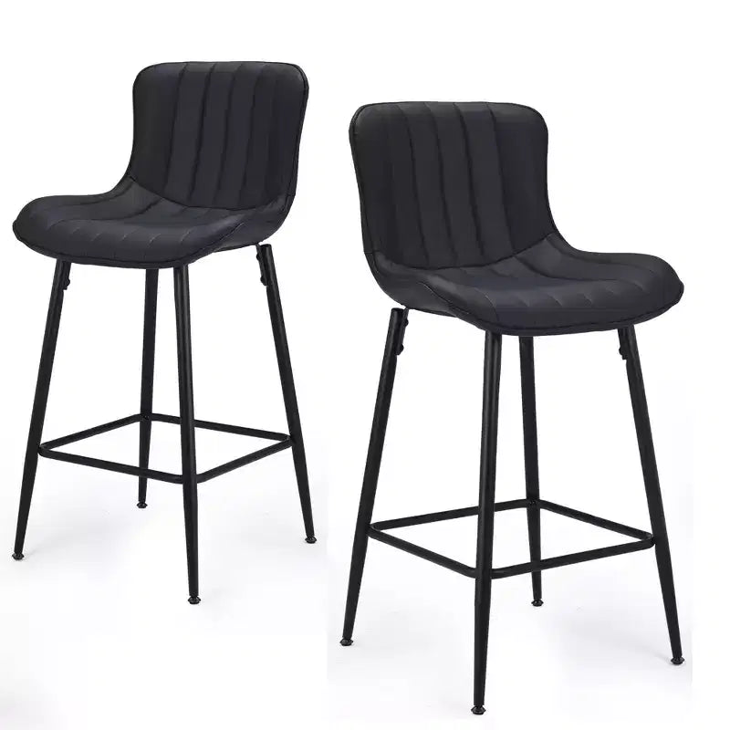MAYEERTY Lot de 2 tabourets de bar de comptoir en similicuir noir, design moderne pour îlots de cuisine et salles à manger