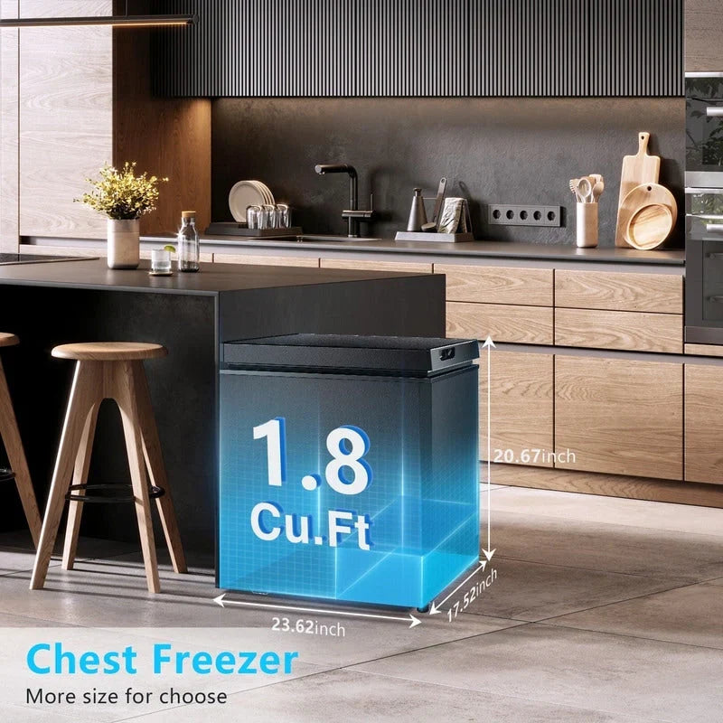 Congélateur coffre de 51 L avec panier amovible, drain inférieur, thermostat à 7 niveaux, conception autonome pour la maison et l'appartement