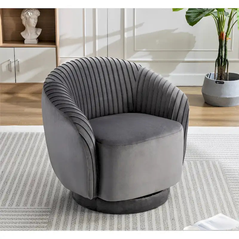 Petit fauteuil pivotant rond en velours Milvo