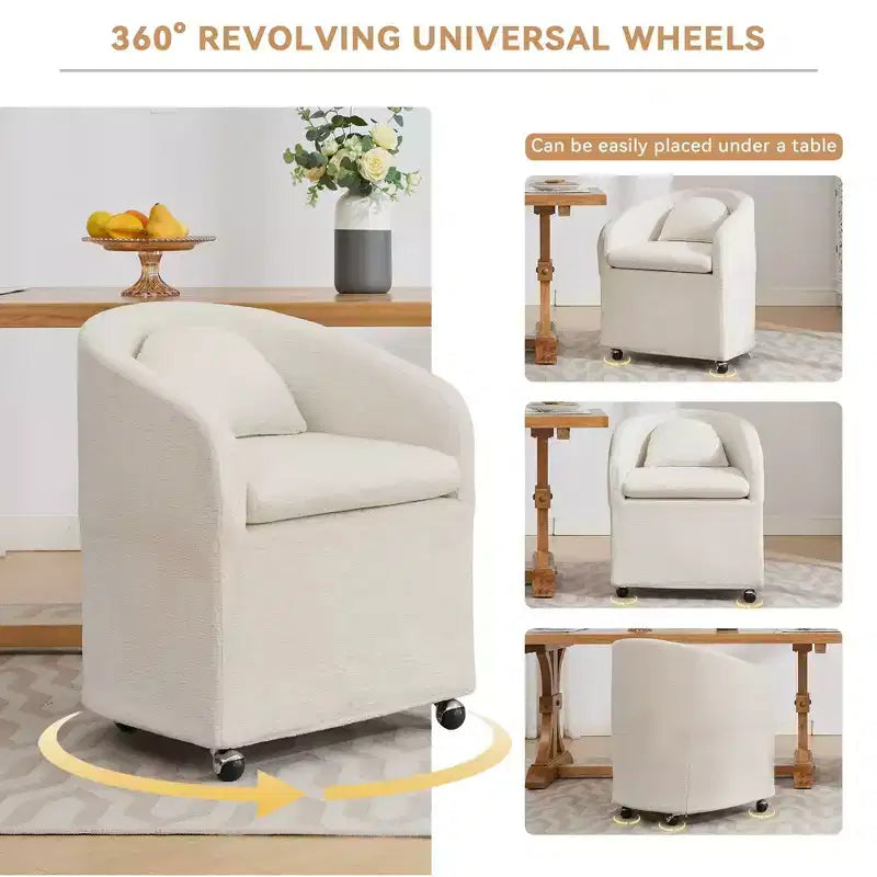 Okak Lot de 2 chaises de salle à manger modernes, chaises de salle à manger confortables en chenille avec roulettes universelles et coussins épais, chaises d'appoint de cuisine rembourrées