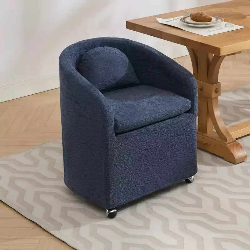 Okak Lot de 2 chaises de salle à manger modernes, chaises de salle à manger confortables en chenille avec roulettes universelles et coussins épais, chaises d'appoint de cuisine rembourrées