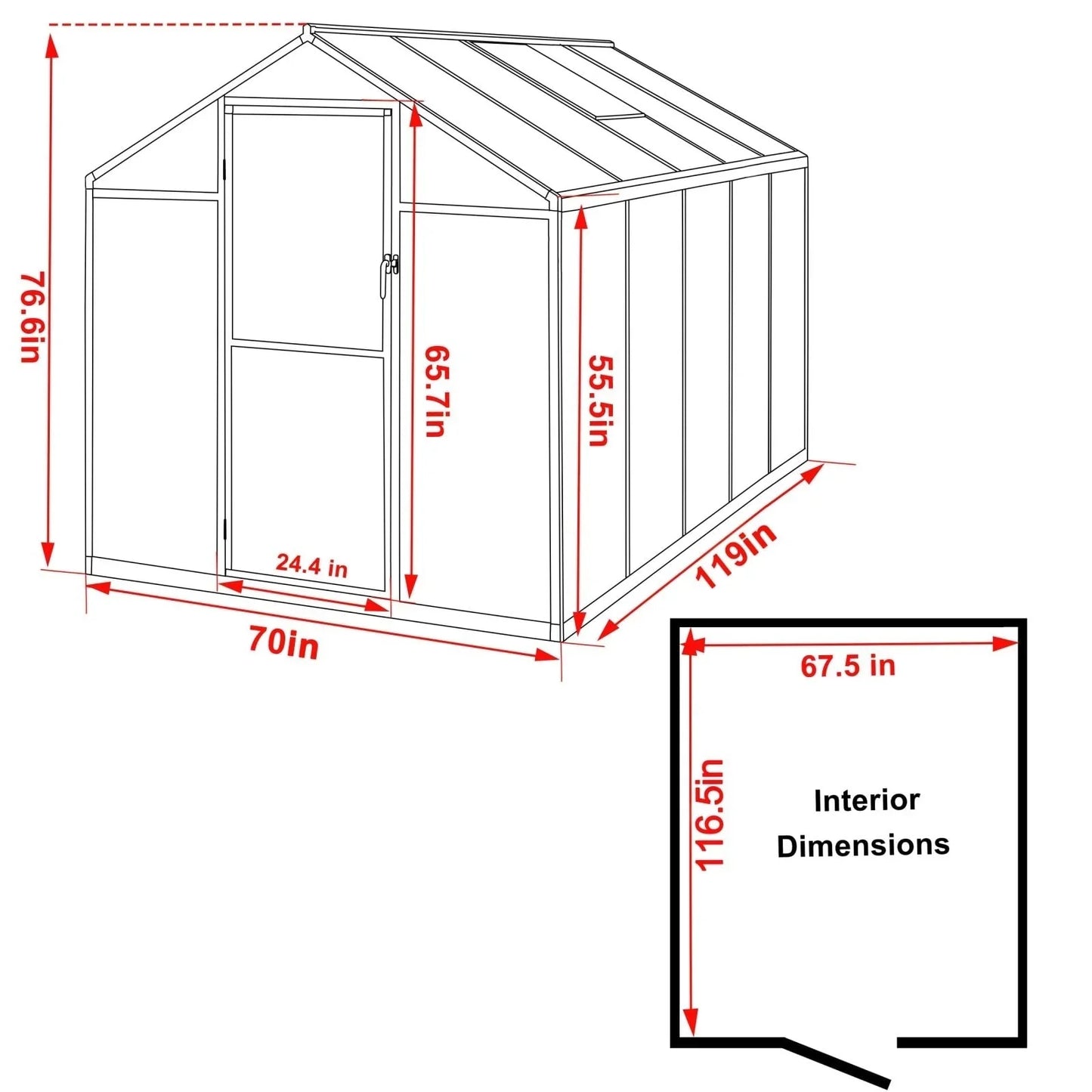 Serre de jardin aluminium VEIKOUS avec évent de toit réglable et porte verrouillable Grise
