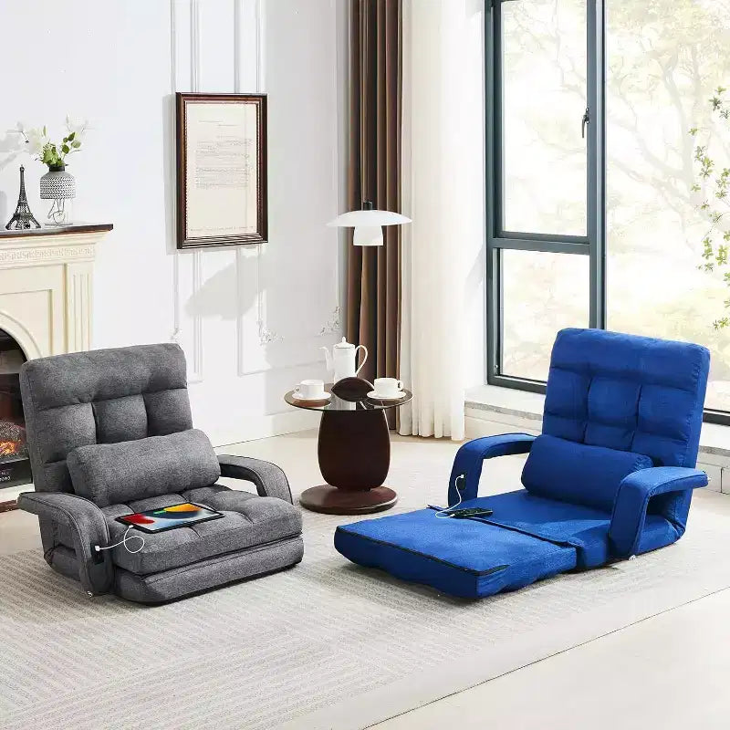 TYBOATLE Canapé-lit pliant avec USB, chaise de couchage convertible avec dossier réglable sur 5 positions, petit canapé confortable pour chambre à coucher, appartement, dortoir Gris