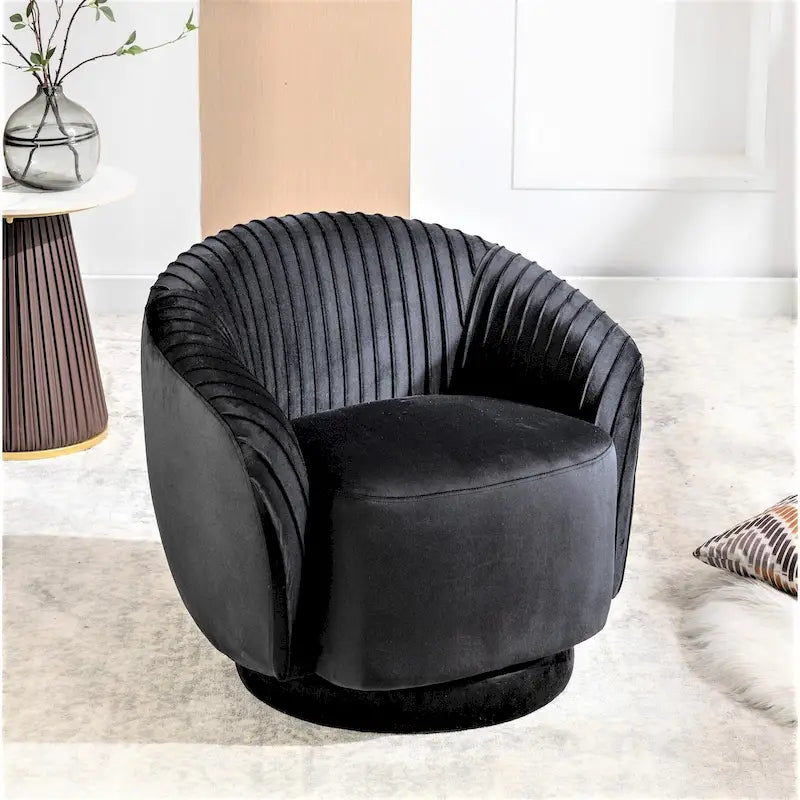 Petit fauteuil pivotant rond en velours Milvo