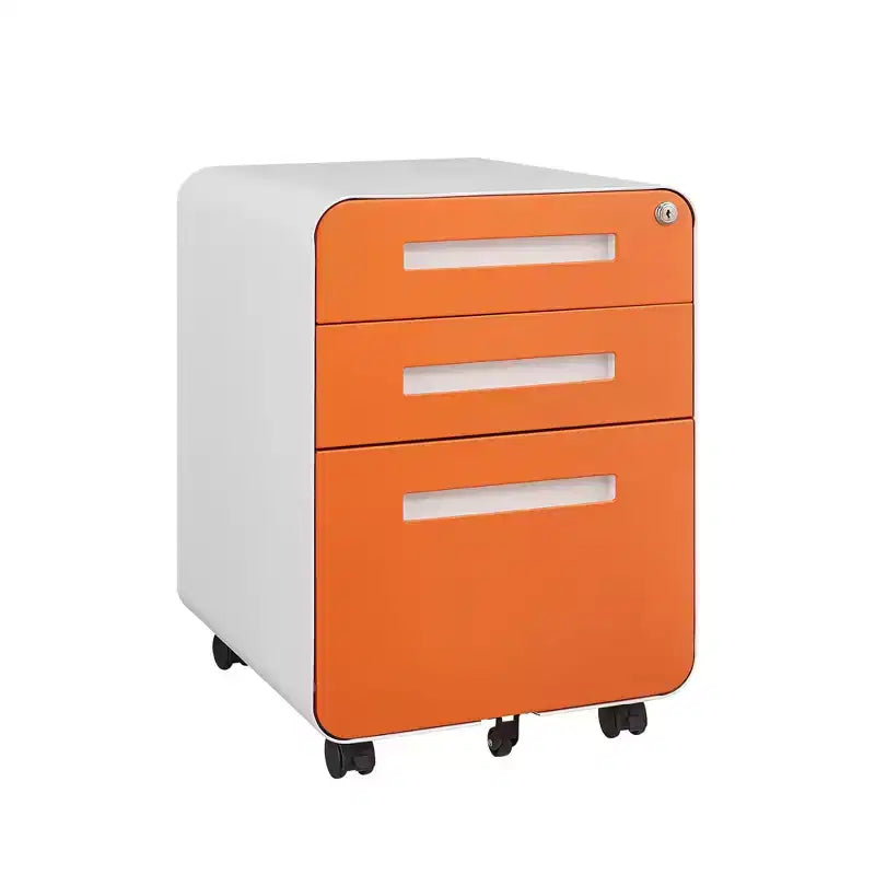 Meuble Classeur Mobile à 3 Tiroirs avec Serrure C Entièrement Assemblé Rangement Sous-Bureau pour Dossiers A4/Lettre/Légal, Conception en Métal Roulant à 5 Roues