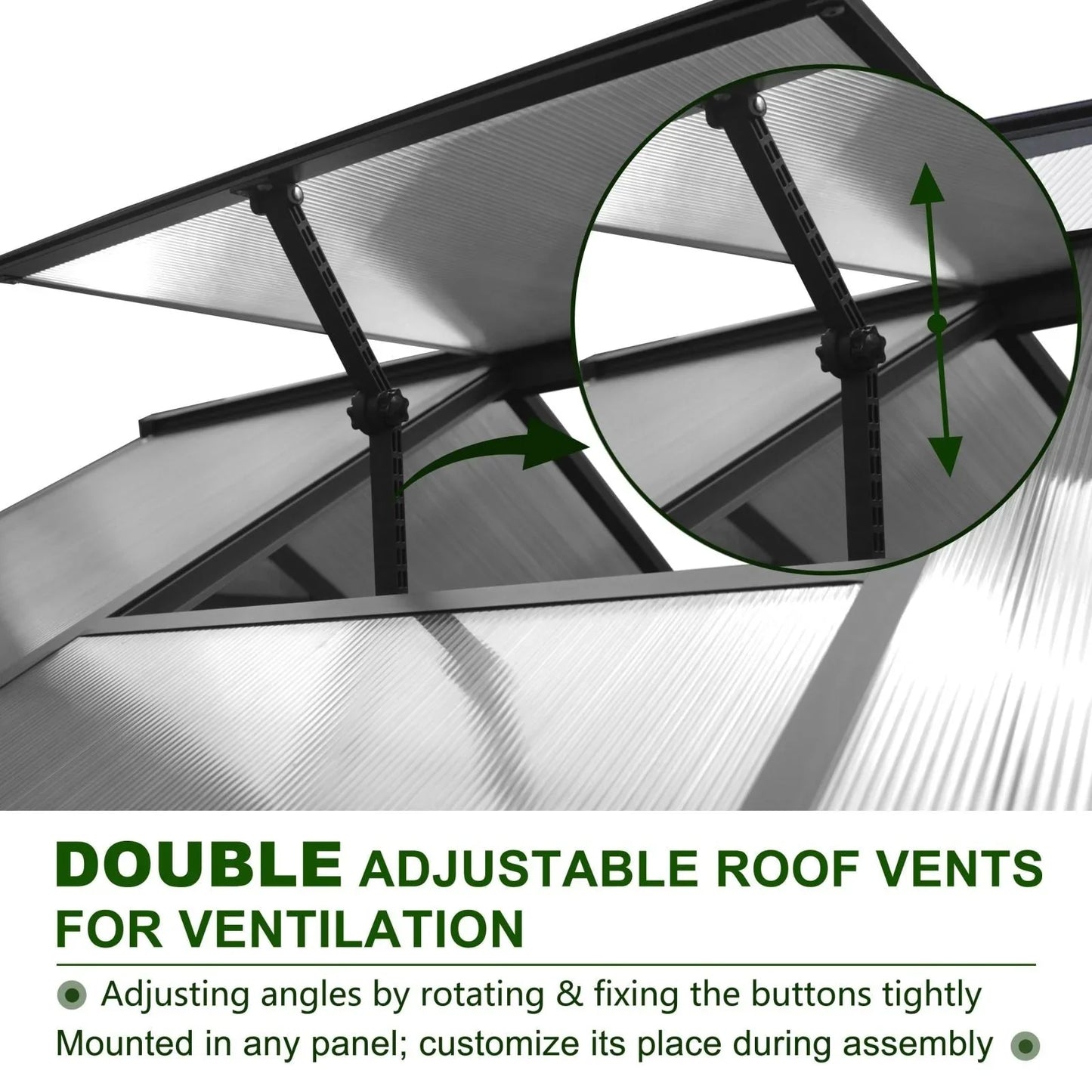 Serre de jardin aluminium VEIKOUS avec évent de toit réglable et porte verrouillable Grise