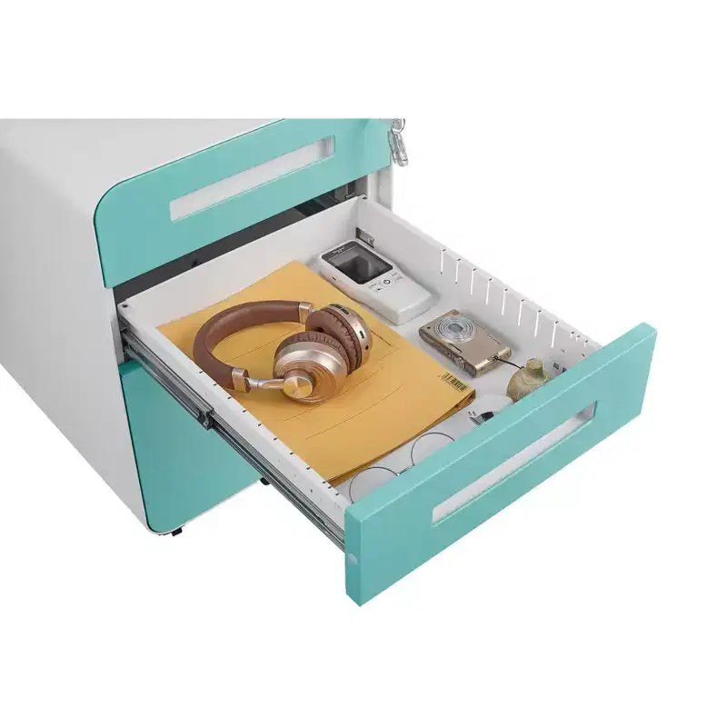 Meuble Classeur Mobile à 3 Tiroirs avec Serrure C Entièrement Assemblé Rangement Sous-Bureau pour Dossiers A4/Lettre/Légal, Conception en Métal Roulant à 5 Roues