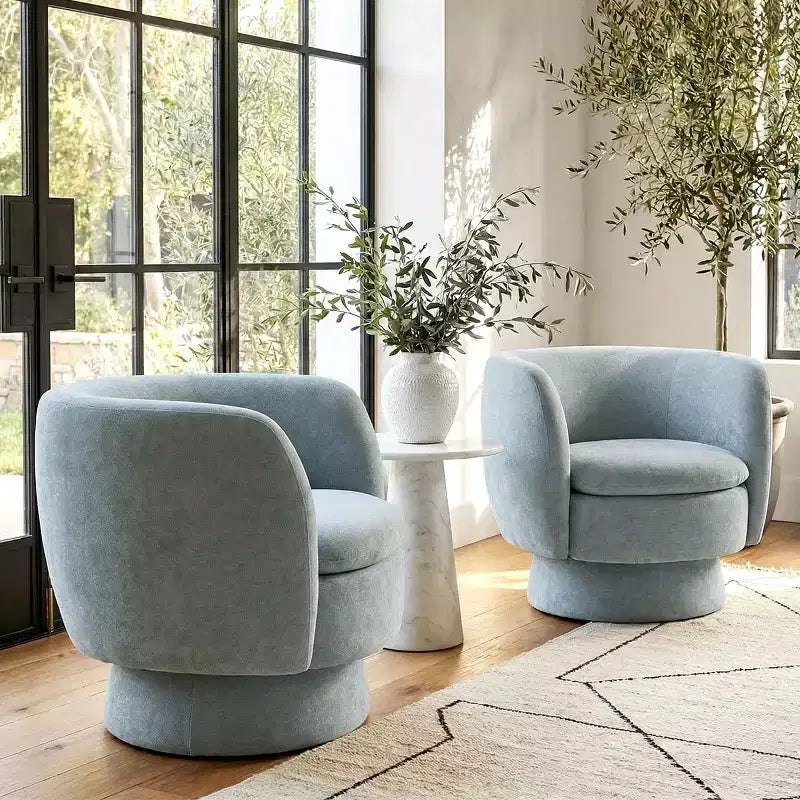 Lot de 2 fauteuils pivotants modernes avec revêtement en tissu, fauteuil lounge pivotant à 360° pour salon, chambre à coucher - Panipeachy