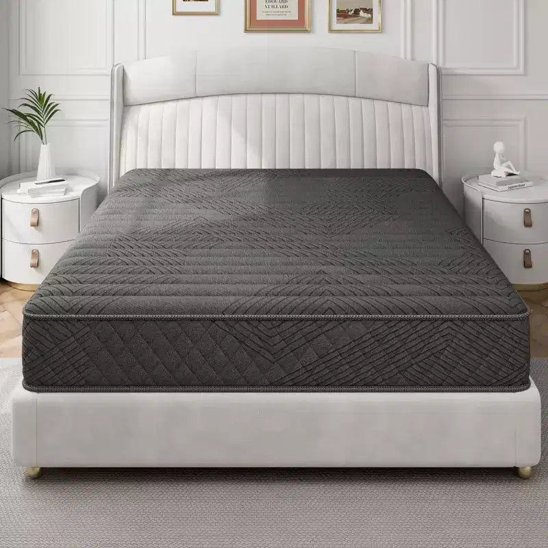 Matelas hybride Swedrea en mousse à mémoire de forme respirante et rafraîchissante, livré en boîte, noir