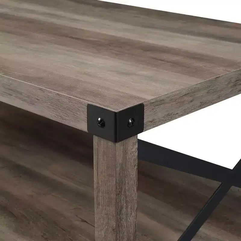 Table basse Sophie Rustic Industrial à piètement X - Saracina Home