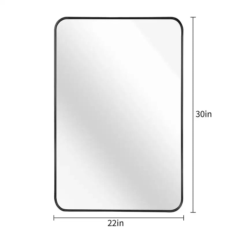 Miroir mural de salle de bain rectangulaire encadré en métal noir 24x36 pouces.