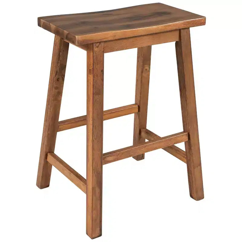 Tabourets de cuisine rustiques Whisen de style campagnard, lot de 2, chaises de cuisine en bois hauteur comptoir - Noyer