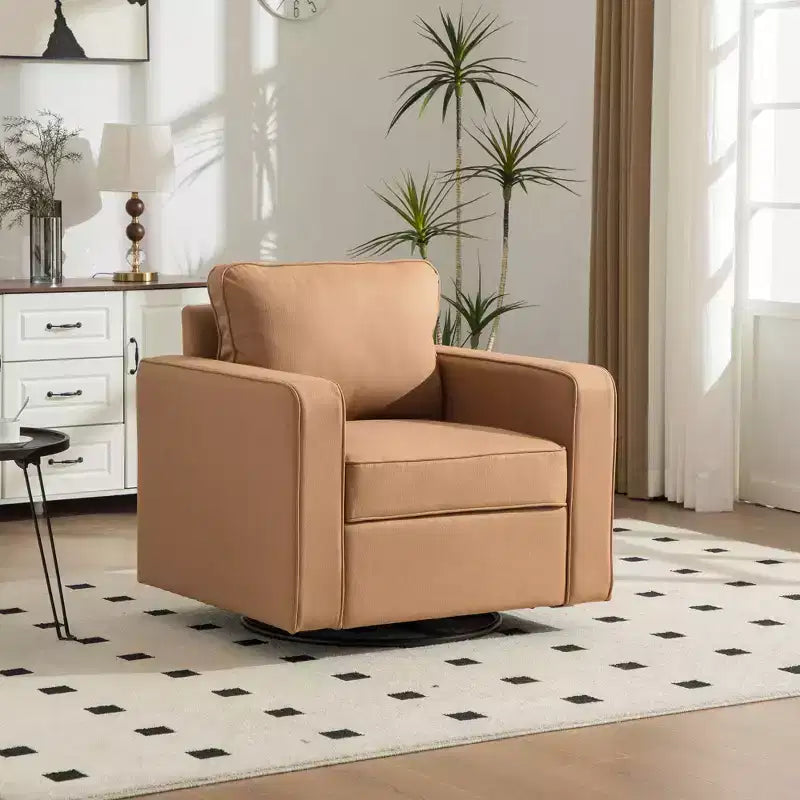Fauteuil pivotant à 360° avec rangement dissimulé, fauteuil club une place avec oreiller pour salon, chambre, salle de lecture - ModernLuxe