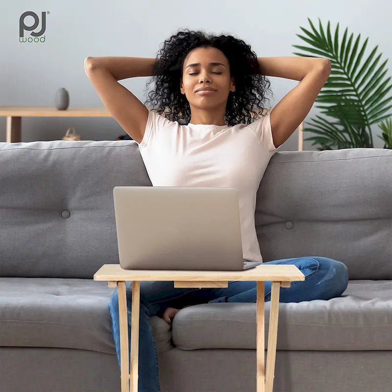 Tables de service pliantes pour télévision PJ Wood avec support de rangement compact, expresso, ensemble de 5 pièces - 36.38