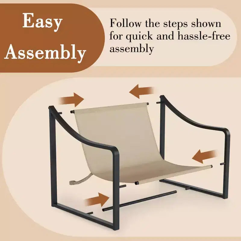 Fauteuil d'appoint Sling, 2 chaises de salon à structure métallique avec coussin amovible, fauteuil d'appoint pour cour, balcon, chambre