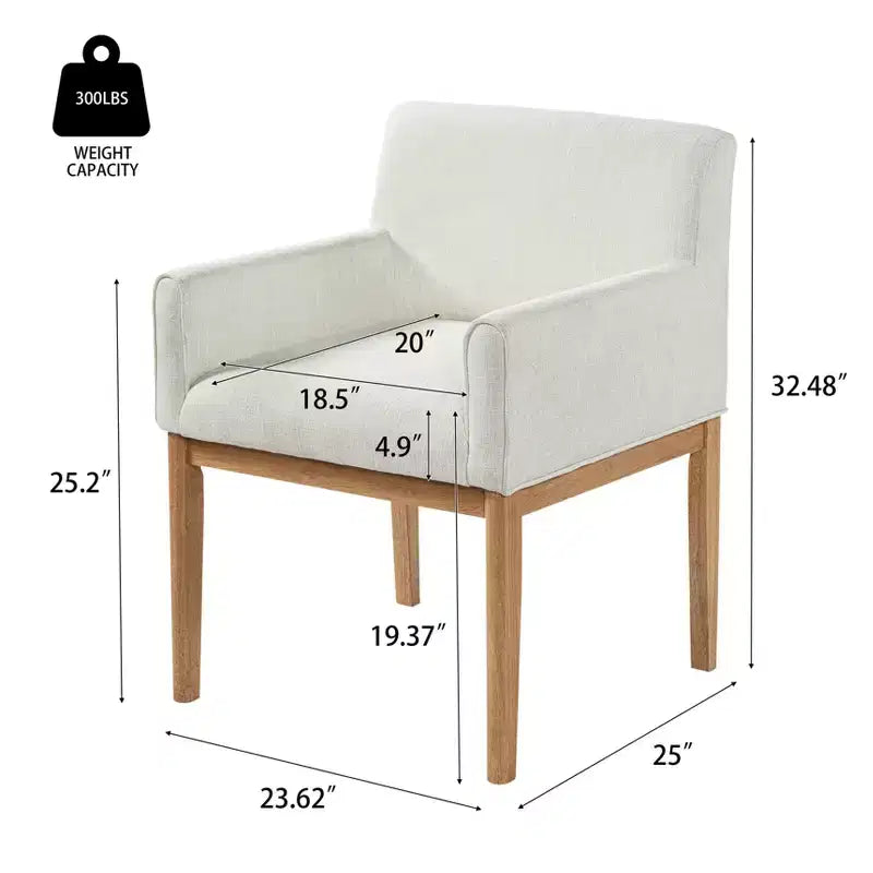 Christopher Knight Home Laure, chaises de salle à manger modernes en bois d'hévéa et tissu avec accoudoirs (lot de 2)