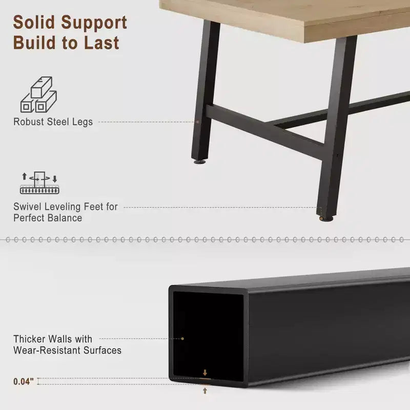 Table de salle à manger de 180 cm pour 6-8 personnes, grande table rectangulaire industrielle avec plateau en bois et pieds en métal pour cuisine et salle à manger, grise