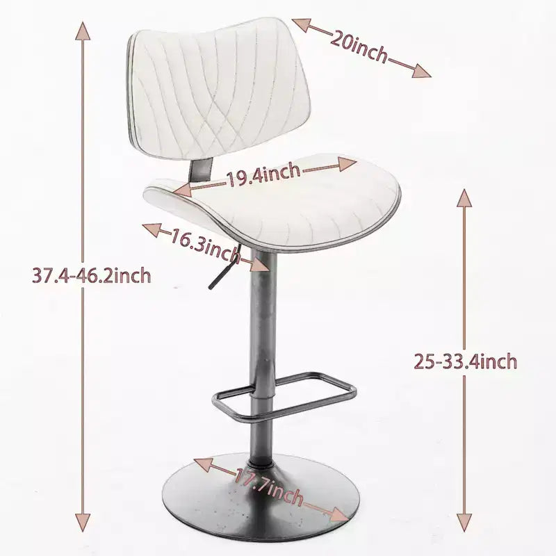 Tabouret de bar pivotant et réglable en hauteur GDFStudio Agnes en similicuir et bois courbé