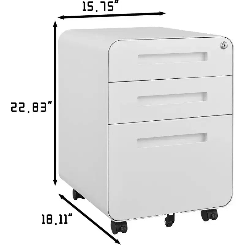 Meuble de classement roulant à 3 tiroirs pour bureau à domicile, caisson de classement mobile sous bureau avec serrure et anti-basculement, pour formats A4/Lettre/Legal