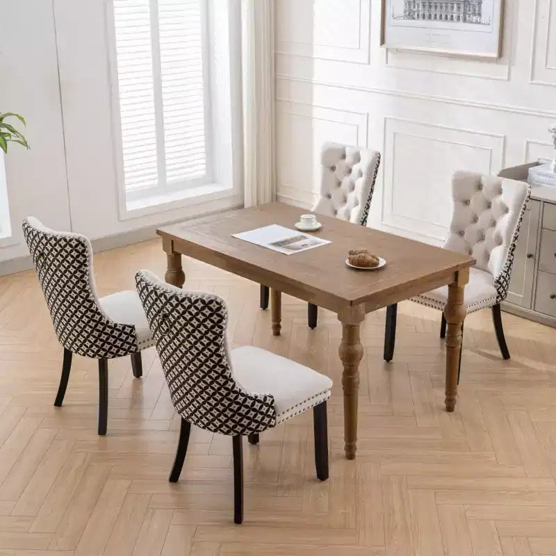 Lot de 2 chaises de salle à manger en velours noir classique, chaises de salle à manger contemporaines en bois massif capitonnées en velours avec pieds en bois cloutés