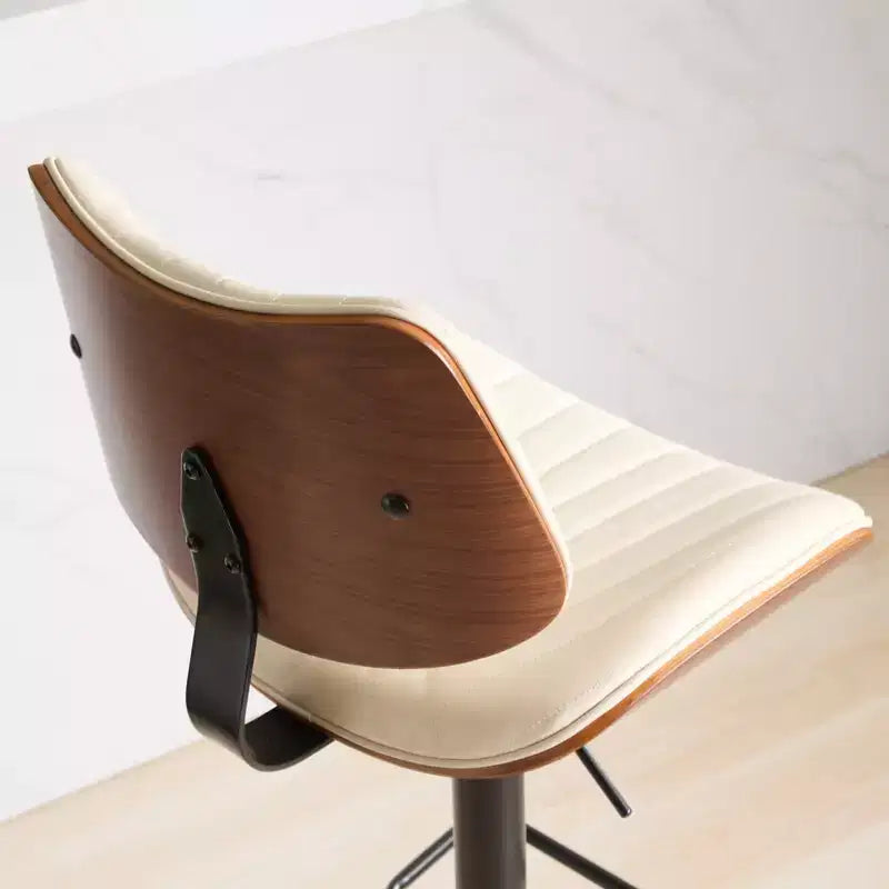 Tabouret de bar pivotant et réglable en hauteur GDFStudio Agnes en similicuir et bois courbé