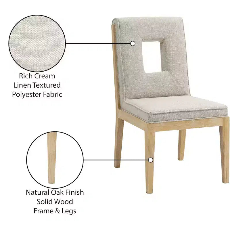 Meridian Furniture, Chaises de salle à manger Gwendolyn en tissu texturé lin, lot de 2