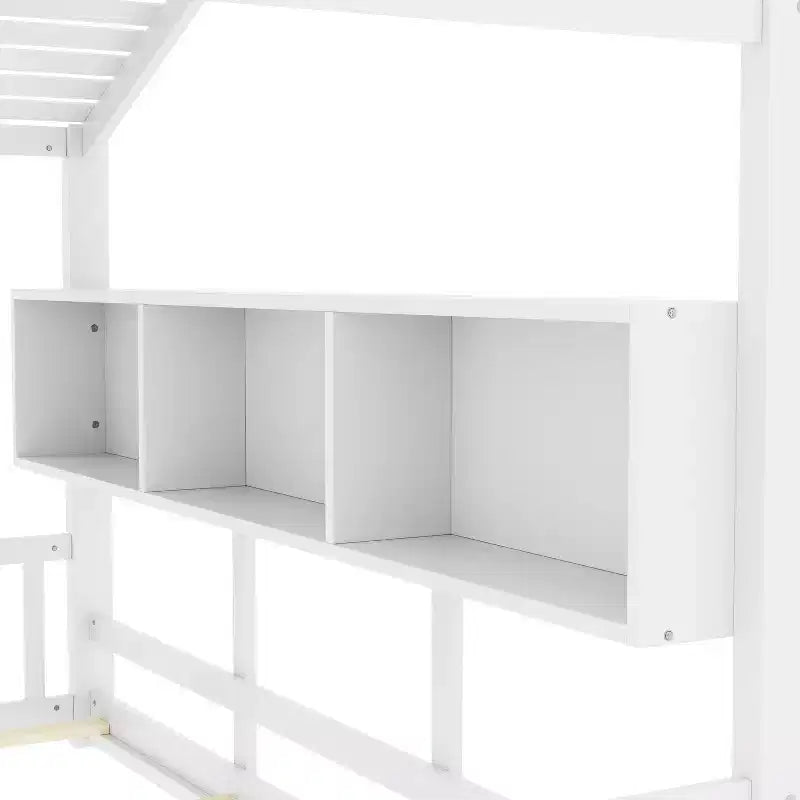 Lit cabane cabane Montessori pour enfant avec étagère de rangement - ModernLuxe