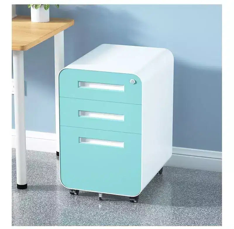 Meuble Classeur Mobile à 3 Tiroirs avec Serrure C Entièrement Assemblé Rangement Sous-Bureau pour Dossiers A4/Lettre/Légal, Conception en Métal Roulant à 5 Roues