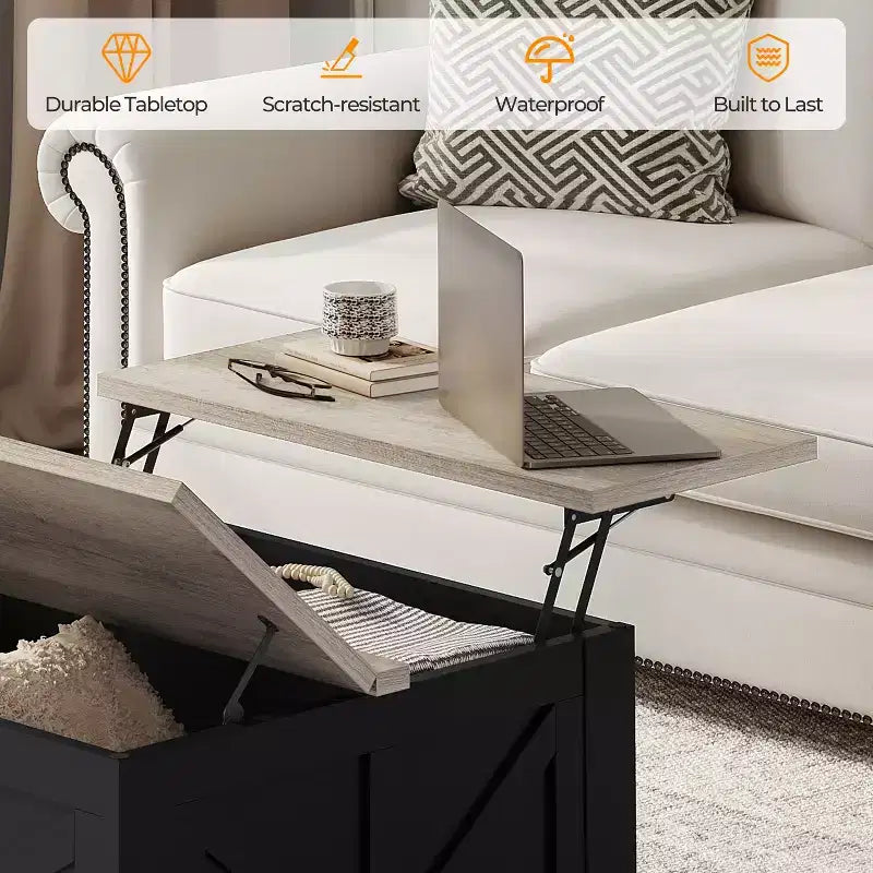 Table basse relevable en bois Yaheetech avec compartiments cachés pour salon ou réception